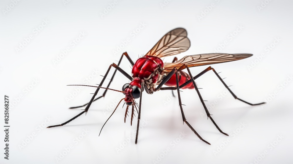 Macro portrait of mosquito insect isolated on white background for enhanced relevance Macro portrait of mosquito insect isolated on white background for enhanced relevance