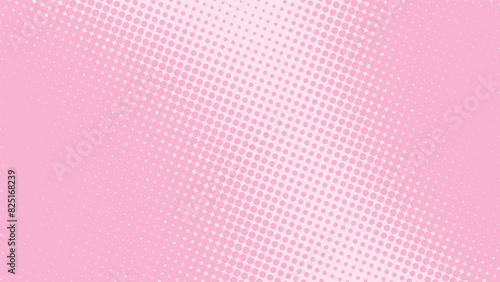 Bright baby pink pop art background in retro comic book style. Cartoon superhero backdrop with halftone dots gradient, vector illustration eps10