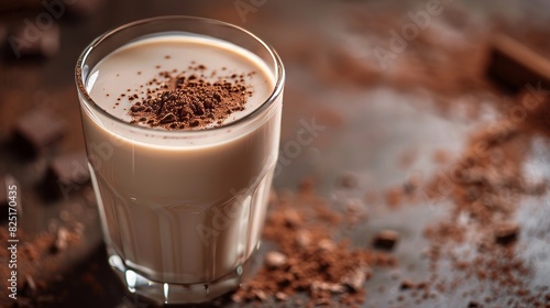 Chocolate milk with cocoa powder for a sweet and cozy design