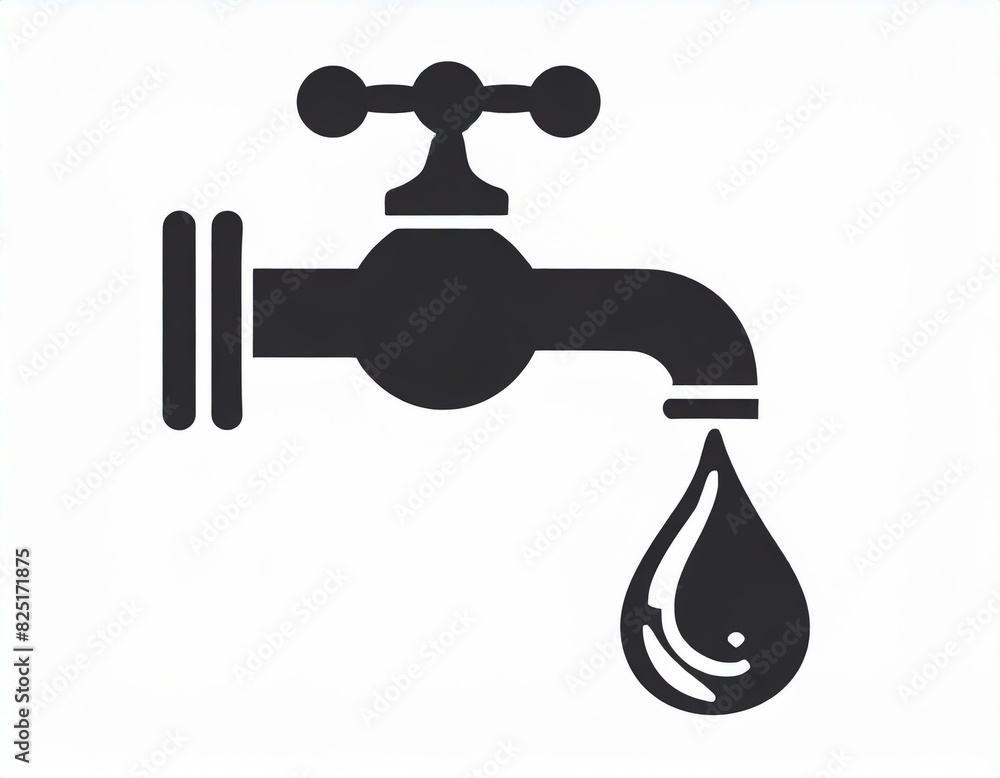 faucet with water drop icon, vector image on white background, logo, utility bills faucet with water drop icon, vector image on white background, logo, utility bills