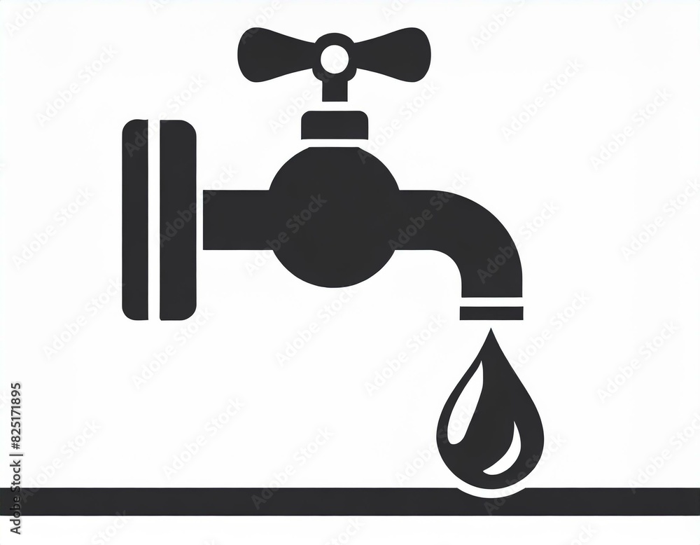 faucet with water drop icon, vector image on white background, logo, utility bills faucet with water drop icon, vector image on white background, logo, utility bills