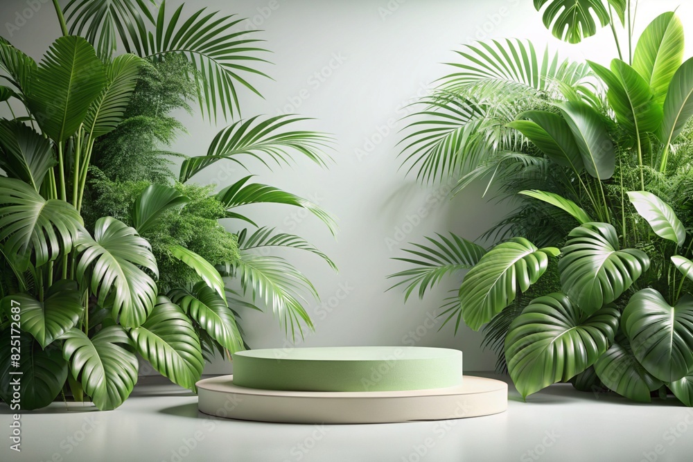Empty green podium for eco sustainable product design and mockup template Empty green podium for eco sustainable product design and mockup template