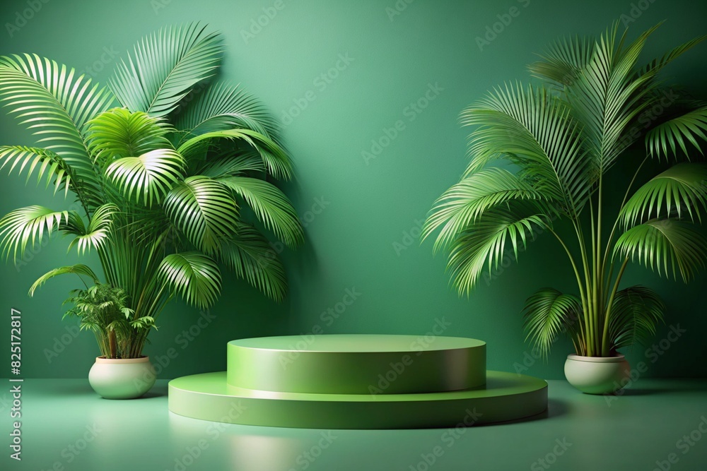 Empty green podium for eco sustainable product design and mockup template Empty green podium for eco sustainable product design and mockup template
