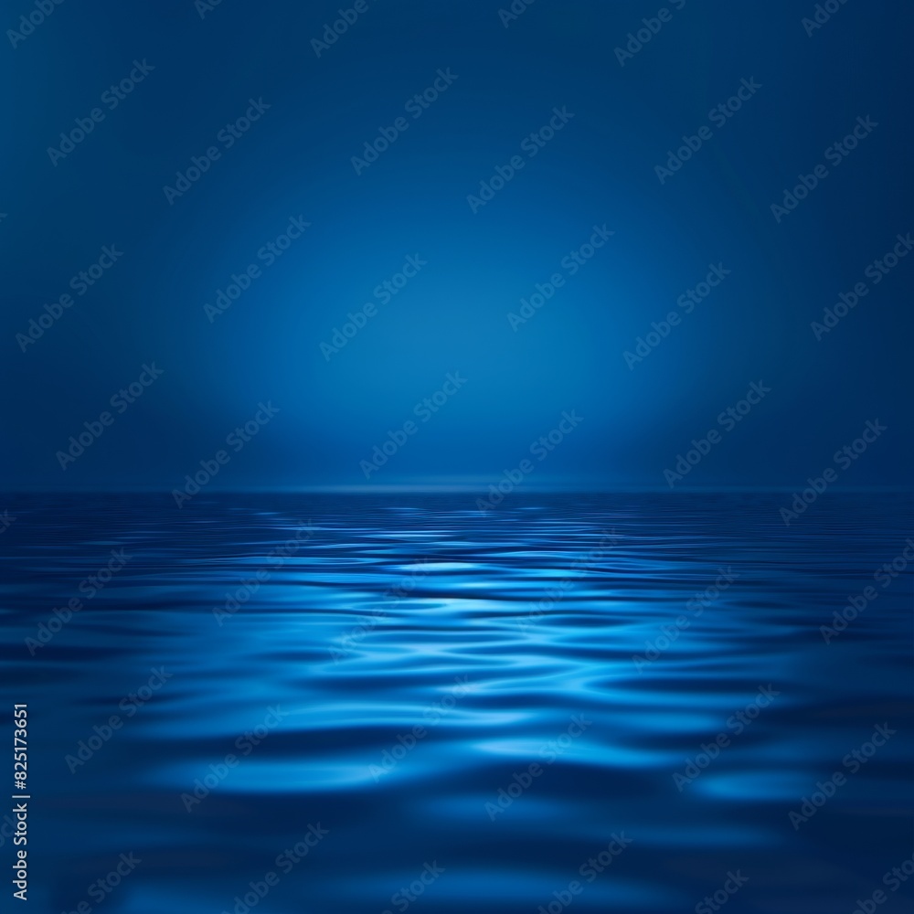 Calm ocean surface with gentle waves, serene blue sky and water, minimalist seascape.
