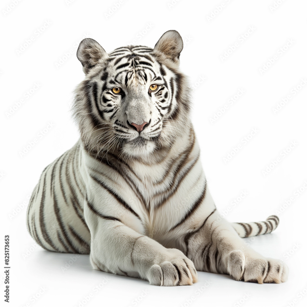 Fototapeta premium photo whole body of white tiger in white background isolate