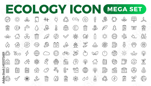 Eco friendly related thin line icon set in minimal style. Linear ecology icons. Environmental sustainability simple symbol