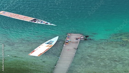 Aerial view of the pier on Dutungan Island in Barru Regency, South Sulawesi photo