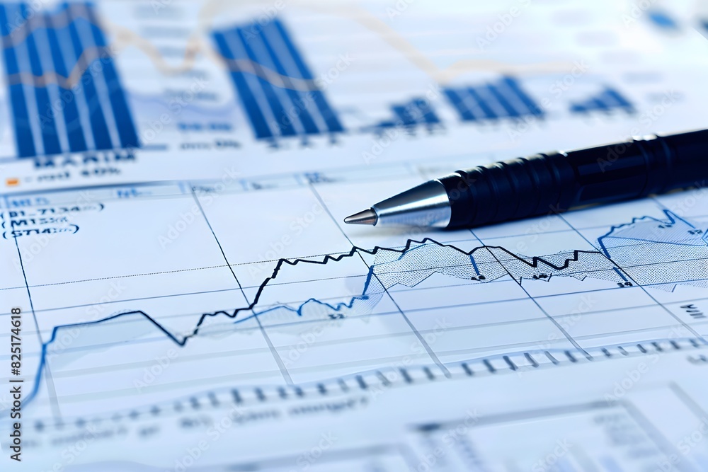 Financial Data Analytics Diagram on Desktop Computer Screen Showcasing Market Trends and Economic Growth Financial Data Analytics Diagram on Desktop Computer Screen Showcasing Market Trends and Economic Growth