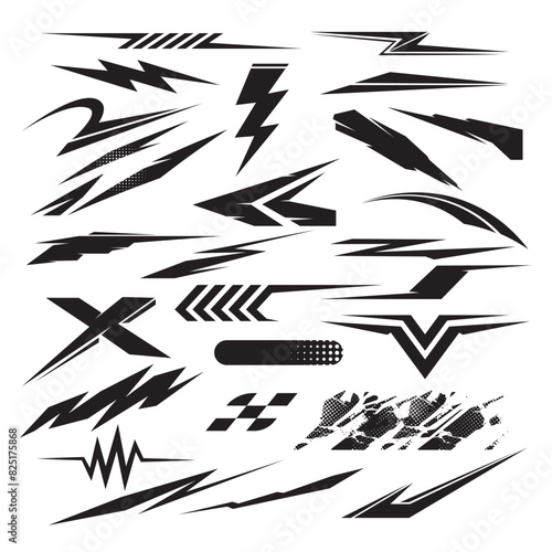 Racing Vehicle Graphics, geometry striped vinyls decals vector