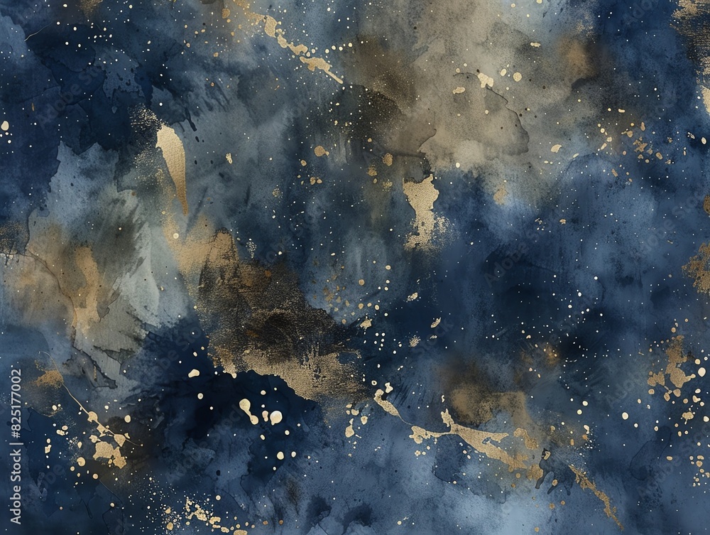 Elegant watercolor texture with a blend of metallic gold and deep navy blue Elegant watercolor texture with a blend of metallic gold and deep navy blue
