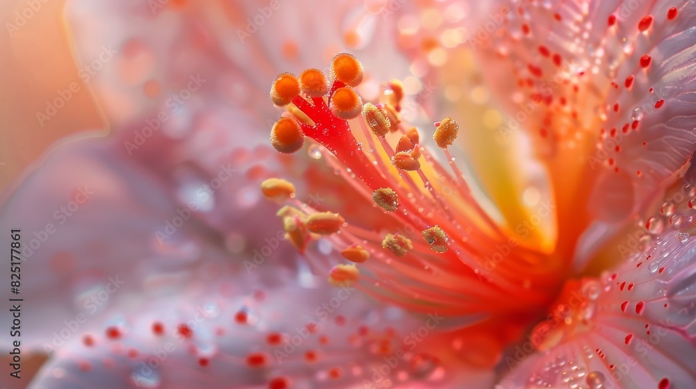 Fototapeta premium Close-up of a Pink and Yellow Flower with Bokeh Background