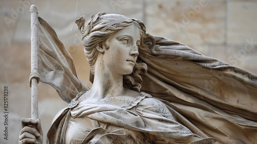 figure of Marianne, the personification of the French Republic, symbolizing the ideals of liberty and democracy.