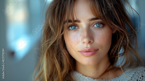 Serene Portrait of Freckled Woman