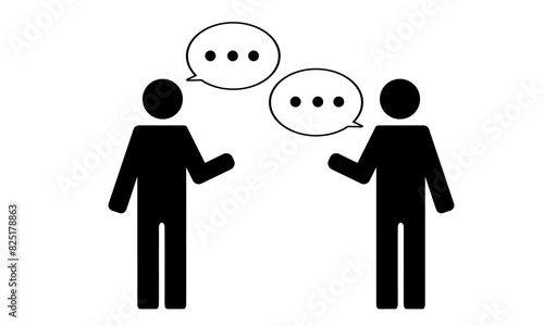 会話する人　人物ピクトグラム　シルエット　吹き出し