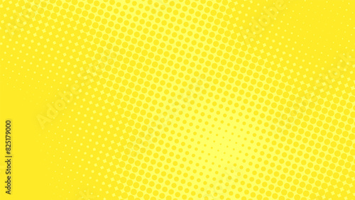 Pop art lemon yellow background in retro comic book style with halftone texture. Superhero cartoon fun backdrop design, vector illustration eps10
