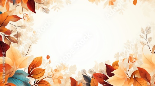 Autumn leaves border frame with white background for text or design.
