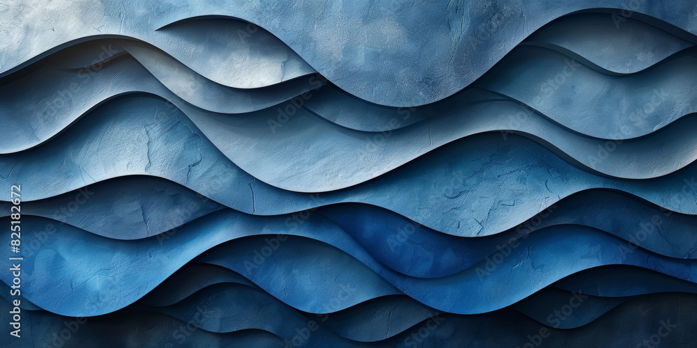 Abstract Blue Wave Layers   Modern Ocean Inspired Digital Art for Contemporary Design