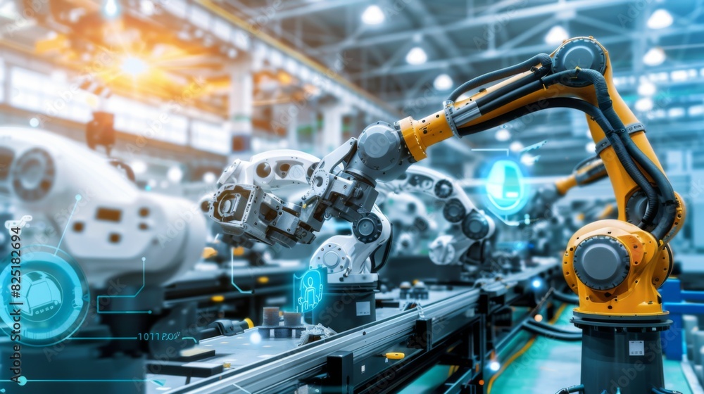 High-speed camera capturing the precise movement of robotic actuators assembling High-speed camera capturing the precise movement of robotic actuators assembling