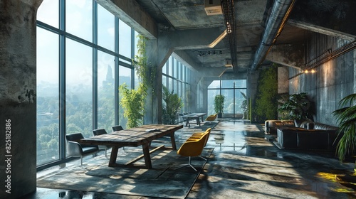 Modern and futuristic apartment. Created with generative AI.