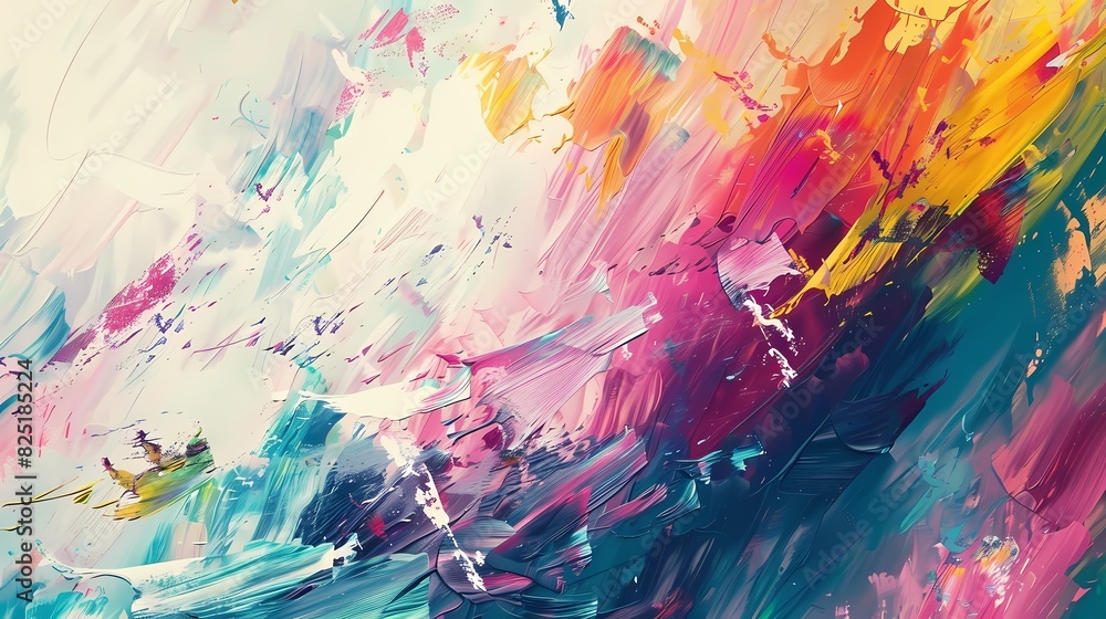 Expressive brushstrokes blending harmoniously to create a vibrant and captivating abstract artwork