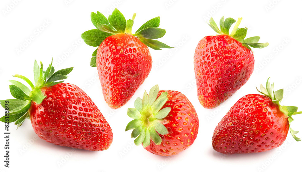 5 Erdbeeren set collection isoliert auf weißen Hintergrund, Freisteller 5 Erdbeeren set collection isoliert auf weißen Hintergrund, Freisteller