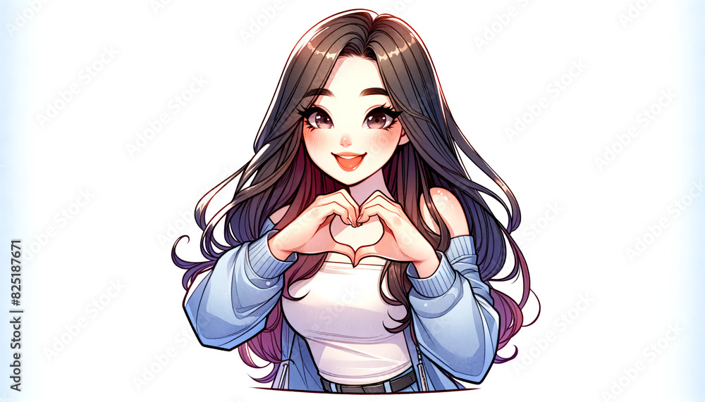 Japanese Woman Making Heart Shape with Hands Japanese Woman Making Heart Shape with Hands