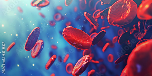 Floating Red Blood Cells in Motion Under the Microscope   High Resolution Medical photo