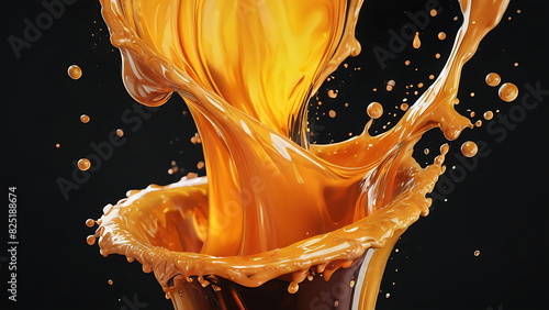 Energetic Splash of Orange Liquid Highlighting the Dynamic Movement and Vivid Color