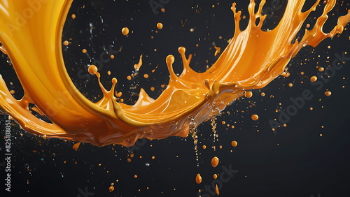 Vibrant Burst of Orange Liquid in Motion Showcasing Energy and Fluid Dynamics