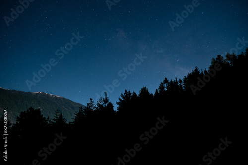 Milky way Galaxy over Mountain in Himalayas, Manali, Kullu, Himachal Pradesh, India