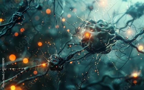 An enigmatic composition highlighting the beauty of individual brain cells photo