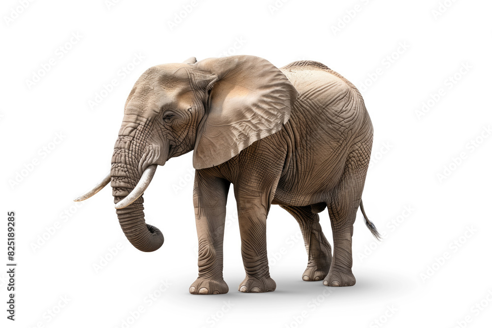 Fototapeta premium Male elephant bull isolated on white background