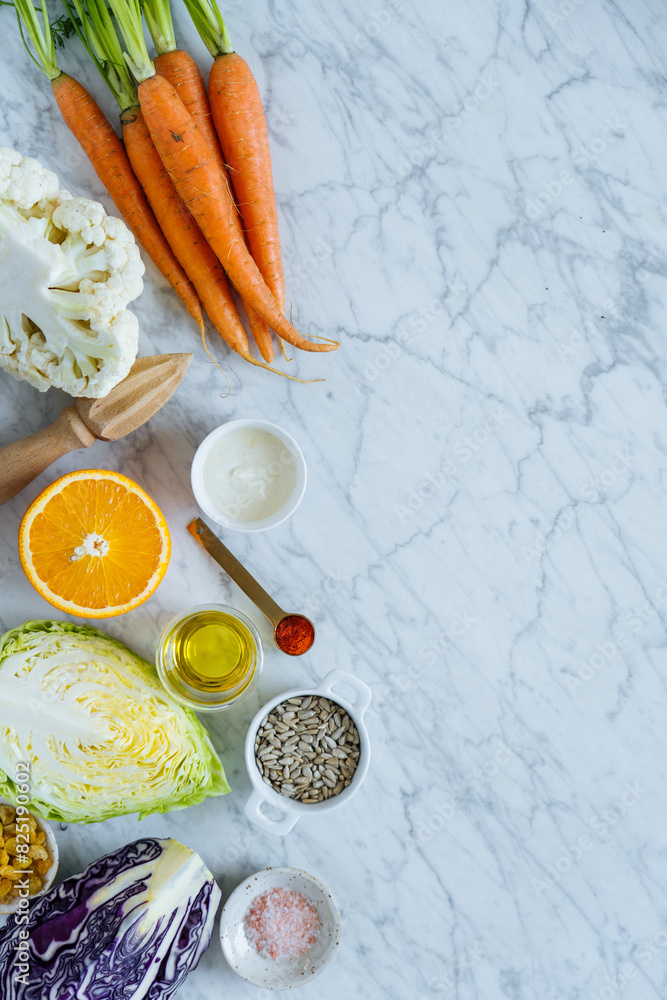 Table Laden With Carrots, Cabbage, and Assorted Vegetables Table Laden With Carrots, Cabbage, and Assorted Vegetables