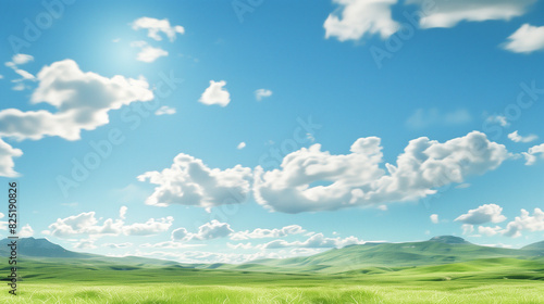 there is a picture of a green field with a sky background