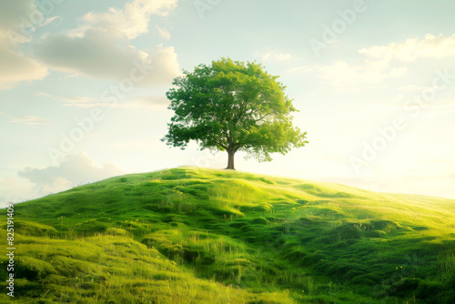 A serene landscape with a single tree  symbolizing growth and recovery from PTSD.