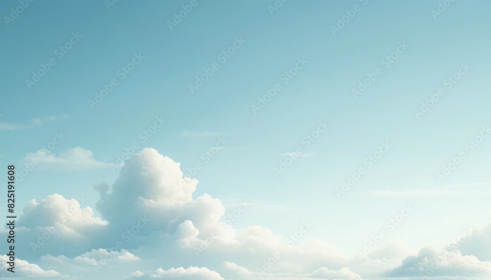 Minimalist blue sky and cloud background.
