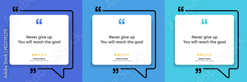 3D bubble testimonial banner, quote, infographic. Social media post template designs for quotes. Empty speech bubbles, quote bubbles and text box. Vector Illustration EPS10.