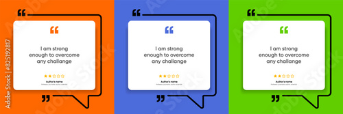 3D bubble testimonial banner, quote, infographic. Social media post template designs for quotes. Empty speech bubbles, quote bubbles and text box. Vector Illustration EPS10.