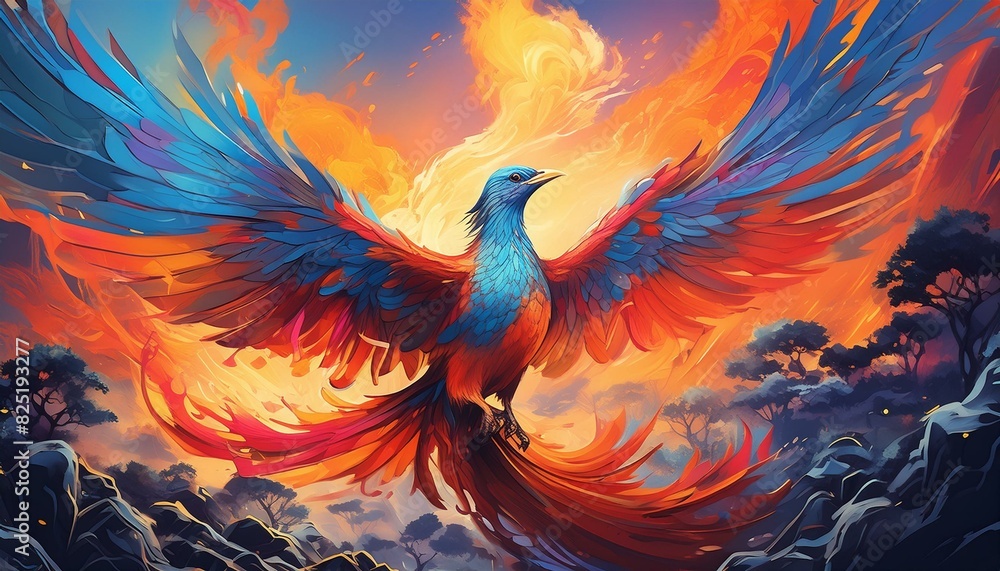 Phoenix rising from flames Phoenix rising from flames