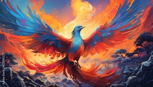Phoenix rising from flames photo