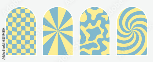 Groovy Blue and Yellow Psychedelic illustration background