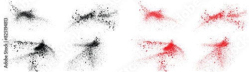 Grunge vector black and red color splatter blood paintbrush set. Grunge brush stroke lines and shape