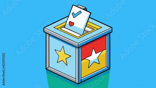 A ballot box with a clear divider in the middle representing the often divided and polarized beliefs of voters during election season.. Cartoon Vector.