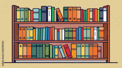 A bookshelf filled to the brim with books each one tightly pressed against its neighbor.. Cartoon Vector.