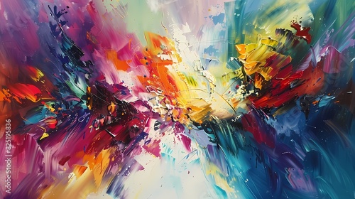 Expressive splashes of color dancing across the canvas, shaping a bold and dynamic abstract pattern © Maher