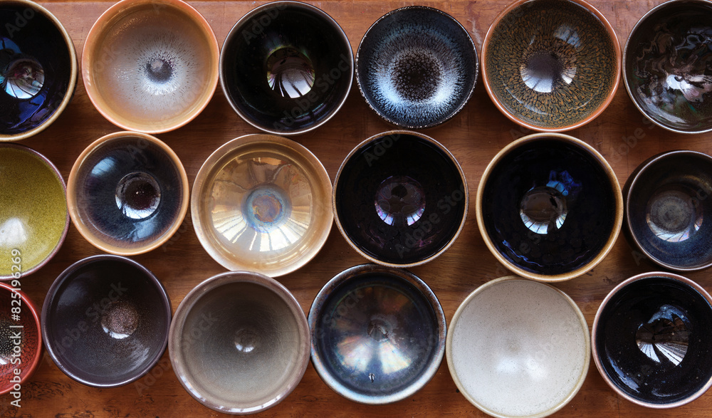 Tea cups made with traditional Chinese craftsmanship, collection Tea cups made with traditional Chinese craftsmanship, collection