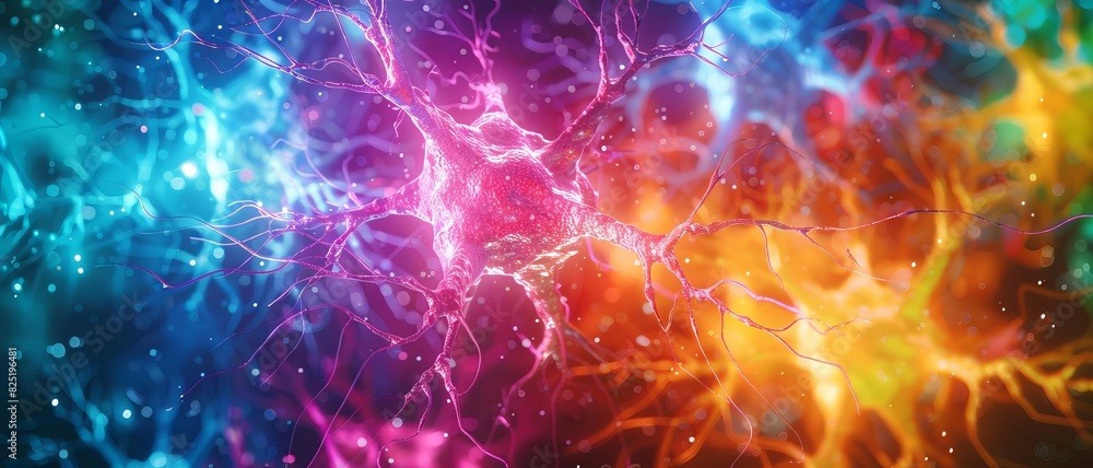Fototapeta premium A colorful explosion of neurons bursting forth in a dazzling display