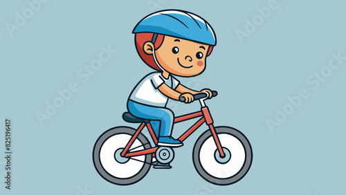 A child learning to ride a bike wobbling at first but gradually gaining confidence and balance until they can pedal smoothly on their own.. Cartoon Vector.