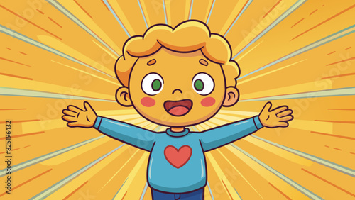 A childs outstretched arms ready to give a big hug to anyone who needs it. Their open heart radiates love and comfort.. Cartoon Vector.