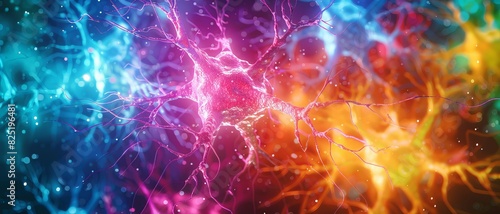 A colorful explosion of neurons bursting forth in a dazzling display